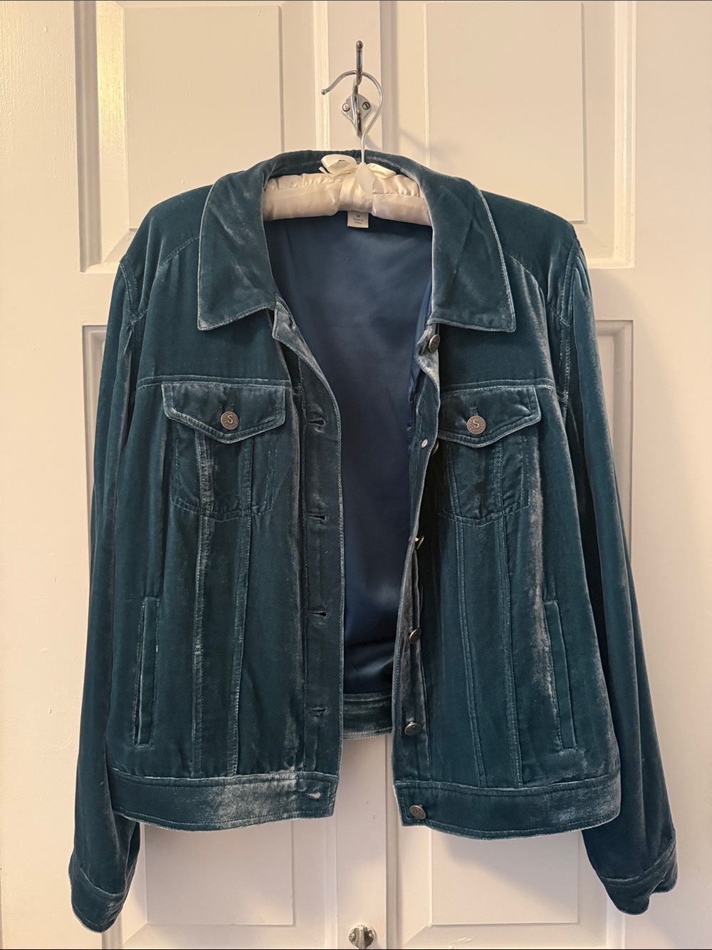 Sundance Velvet Jean Jacket in Deep Teal